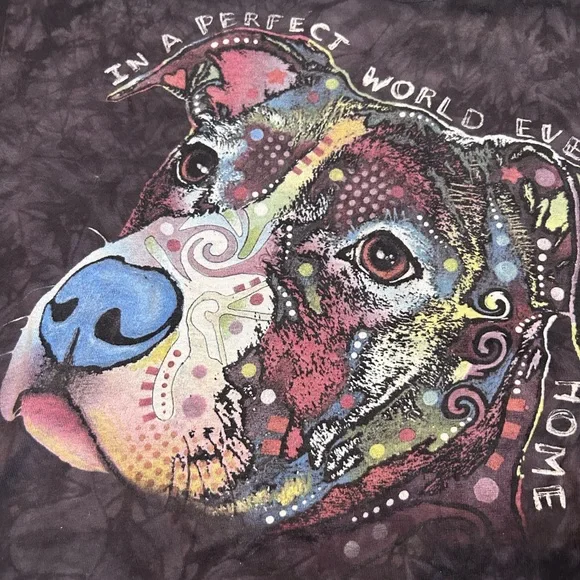 The Mountain "Perfect World" Pit Bull Graphic T-Shirt Size XL Tie Dye Cropped - Picture 3 of 7